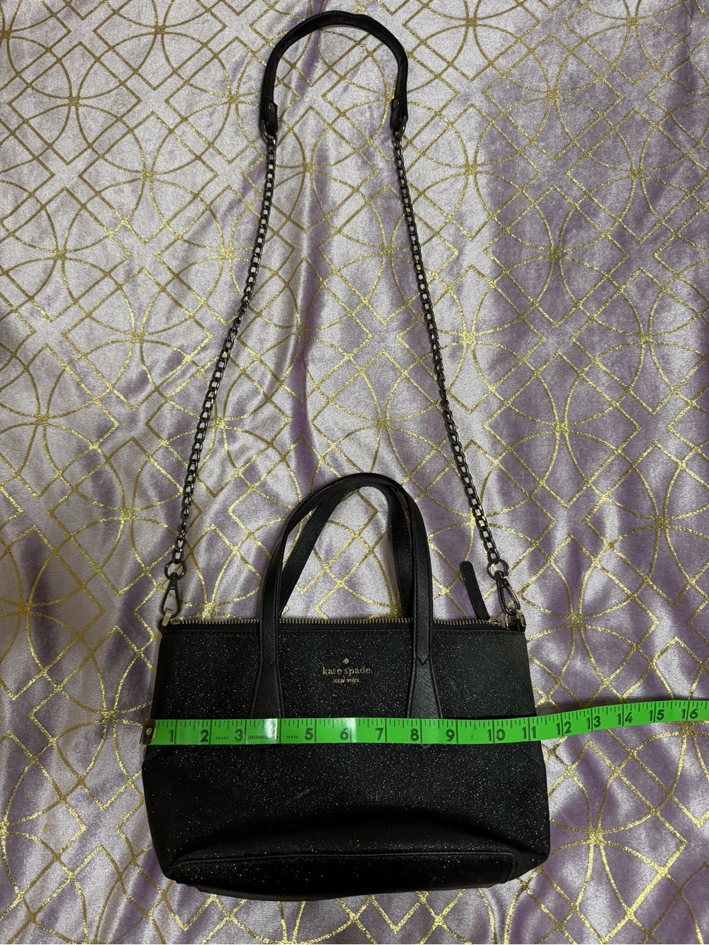 💥 kate spade black glitter crossbody satchel (2 small marks)